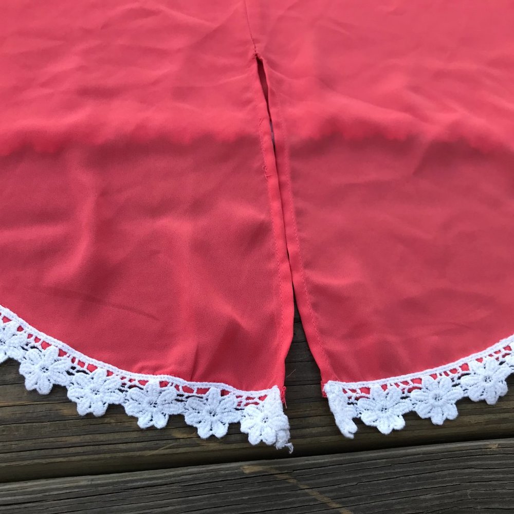Umgee USA Women Top Blouse Shirt Pink W/ White Lac - Picture 6 of 8